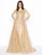 Mac Duggal - 20100D Embellished Sheer Long Sleeves Gown with Overlay in Gold