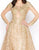 Mac Duggal - 20100D Embellished Sheer Long Sleeves Gown with Overlay in Gold