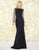 Mac Duggal Black White Red - 20116R Silver Beaded Bateau Trumpet Dress In Black