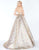 Mac Duggal - 2010M Gilded Deep V-neck Metallic Brocade Ballgown In Gold