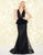 Mac Duggal Black White Red - 30579R Embellished V-neck Mermaid Dress In Black
