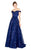 Mac Duggal Couture - 20111D Off Shoulder Cluster Sequined A-Line Gown in Blue