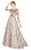 Mac Duggal Couture - 20123D Embossed Bateau A-Line Evening Gown In Brown