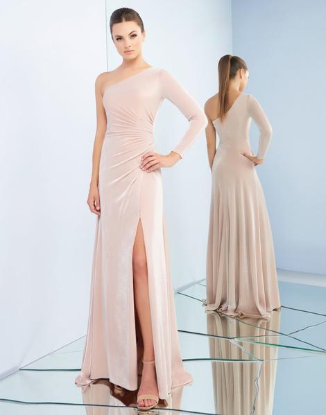 Ieena Duggal - 26038I Side Gathered Asymmetrical Evening Dress In Pink