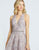 Mac Duggal Evening - 20126D Floral Embroidered V-Neck Beaded Gown In Purple