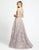 Mac Duggal Evening - 20126D Floral Embroidered V-Neck Beaded Gown In Purple