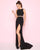 Mac Duggal - 2012L Metallic Accented High Slit Sheath Gown In Black