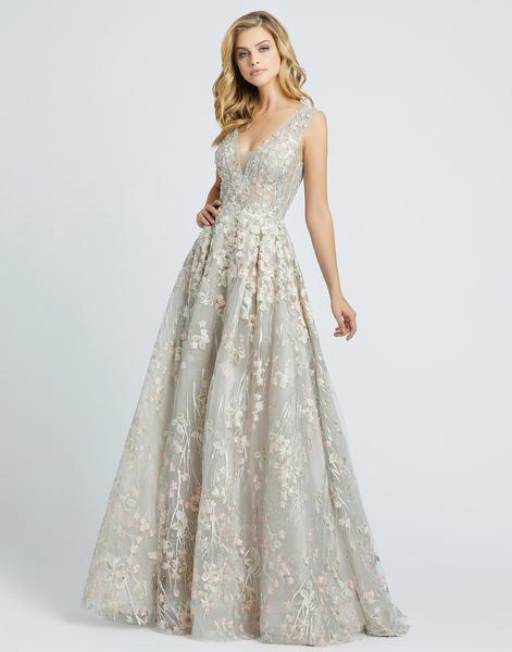 Mac Duggal Evening - 20131D Floral Embroidered A-Line Evening Dress In Floral and Multi-Color