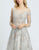 Mac Duggal Evening - 20132D Beaded Floral Embroidered A-Line Dress In Gray and Pink