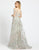 Mac Duggal Evening - 20132D Beaded Floral Embroidered A-Line Dress In Gray and Pink