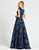 Mac Duggal Evening - 20135D Plunging V-Neck Pleated A-Line Gown In Blue