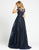 Mac Duggal Evening - 20141D Embroidered Illusion Yoke Evening Gown In Blue
