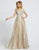 Mac Duggal Evening - 20141D Embroidered Illusion Yoke Evening Gown In Silver and Neutral