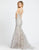 Mac Duggal Evening - 20146D Floral Embroidered V-Neck Trumpet Dress In Gray and Multi-Color