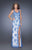 La Femme - 20146 Scalloped Lace Cutout Gown in Blue