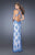 La Femme - 20146 Scalloped Lace Cutout Gown in Blue