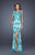 La Femme - 20146 Scalloped Lace Cutout Gown in Blue and Green