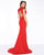Mac Duggal - 2014R Bejeweled High Neck Ruffled Sheath Gown In Red