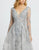 Mac Duggal Evening - 20157D Embroidered Plunging V-Neck Dress In Gray