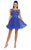 Sheer Floral Applique Cocktail Dress 8881 in Royal Blue