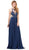 Dancing Queen - 2015 Lace Embellished Illusion Bodice Chiffon Gown In Blue