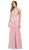 Dancing Queen - 2015 Lace Embellished Illusion Bodice Chiffon Gown In Pink