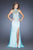 La Femme - 20161 Bejeweled Halter Style Open Back Gown In Blue