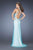 La Femme - 20161 Bejeweled Halter Style Open Back Gown In Blue
