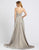 Ieena Duggal - 20165I Ruched Plunging V-Neck Evening Gown In Silver