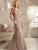 Christina Wu Elegance - 20173 Bejeweled Bateau Jersey Trumpet Dress in Brown
