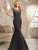 Christina Wu Elegance - 20173 Bejeweled Bateau Jersey Trumpet Dress in Gray