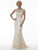 Jewel Illusion Neckline Lace Trumpet Gown 20176 in Neutral and Gold