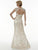 Jewel Illusion Neckline Lace Trumpet Gown 20176 in Neutral and Gold