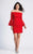 Dave & Johnny - 3809W Lace Bell Sleeve Off-Shoulder Sheath Dress In Red