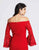 Dave & Johnny - 3809W Lace Bell Sleeve Off-Shoulder Sheath Dress In Red