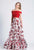 Dave & Johnny - A6621 Two Piece Lace And Floral Print A-line Dress In Red