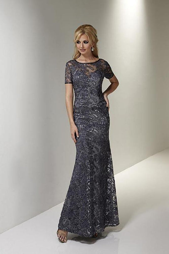 Christina Wu Elegance - 20199 Ribbon Sequined Lace Illusion Gown in Gray