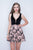 Nina Canacci - 201 Plunging Velvet Bodice Contrast Floral Dress