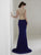 Christina Wu Elegance - Beaded Bateau Jersey Mermaid Evening Gown 20208 In Blue and Gold