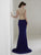 Christina Wu Elegance - 20208 Beaded Bateau Jersey Mermaid Dress in Blue and Gold