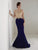 Christina Wu Elegance - Beaded Bateau Jersey Mermaid Evening Gown 20208 In Blue and Gold