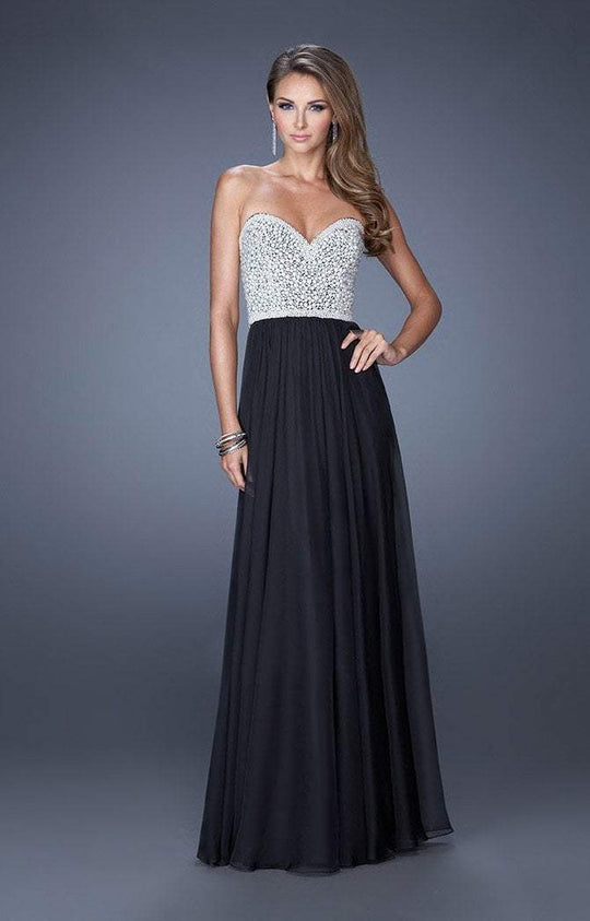 La Femme - 20211 Embellished Sweetheart Dress in Black