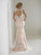 Christina Wu Elegance - Beaded Metallic Lace Illusion Trumpet Dress 20214  In White and Pink