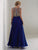 Christina Wu Elegance - 20215 Beaded Lace Illusion Bateau Chiffon Gown in Blue and Gold