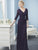 Christina Wu Elegance - Sheer Quarter Length Pleated Long Gown 20232 in Purple