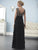 Christina Wu Elegance - 20241 Lace Plunging V-neck Tiered Sheath Dress in Black and Neutral