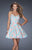 La Femme - 20247 Appliqued Lace Cocktail Dress in Blue and Pink