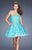 La Femme - 20247 Appliqued Lace Cocktail Dress in Blue and Green