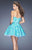 La Femme - 20247 Appliqued Lace Cocktail Dress in Blue and Green