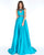 Cassandra Stone - 2025A Beaded Bateau Column Gown with Overskirt In Blue